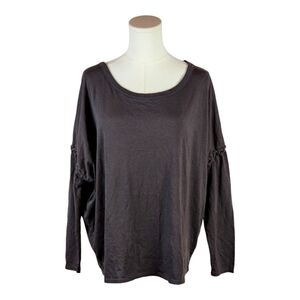 Chaser Gray Long Sleeve Top NWT Braided Sleeve Boho Scoop Neck Loungewear